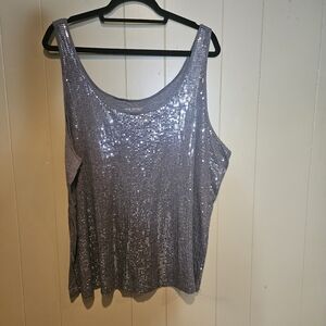 Lane Bryant Gray Sequin Tank Top – Women’s Plus 22/24 – Soft Stretch Glam Style